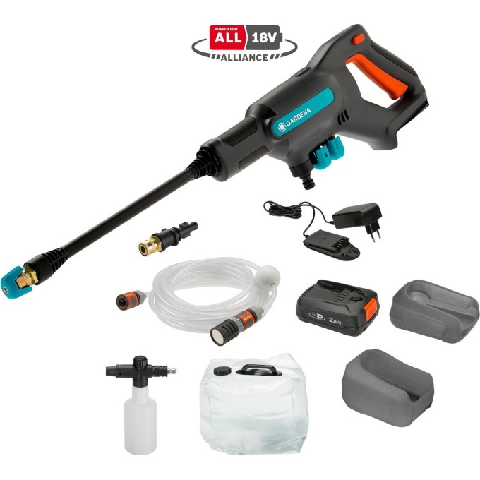 Аккумуляторная мойка высокого давления GARDENA AQUACLEAN LI-18 PREMIUM SET 14800-31.000.00